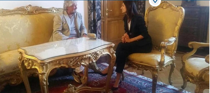 Virginia Raggi e Beppe Grillo