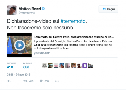 cdG renzi tweet terremoto