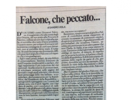 Ecco l’articolo su Repubblica di Sandro Viola che a gennaio 1992 si scagliò contro Falcone accusandolo di essere un “guitto televisivo”. item-thumbnail