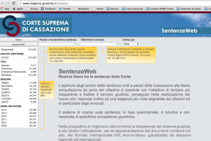 Sentenze della Corte di Cassazione: libero accesso per tutti Sentenze della Corte di Cassazione: libero accesso per tutti