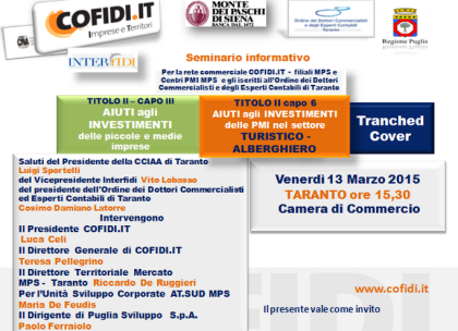 Camera di Commercio e Regione Puglia supportano lo sviluppo del turismo Camera di Commercio e Regione Puglia supportano lo sviluppo del turismo
