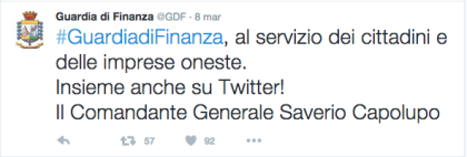 La Guardia di Finanza approda su Twitter. Attivato il nuovo profilo ufficiale @gdf item-thumbnail