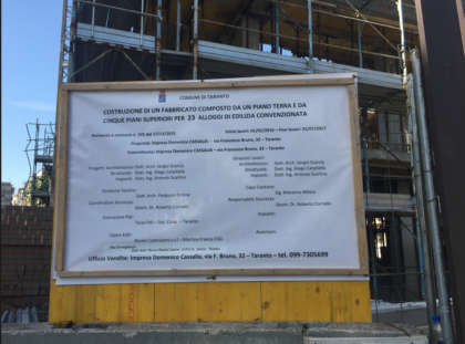 Incidente sul lavoro in un cantiere edile a Taranto. Un operaio di 42 anni è “volato” da una palazzina in costruzione al suolo Incidente sul lavoro in un cantiere edile a Taranto. Un operaio di 42 anni è “volato” da una palazzina in costruzione al suolo