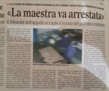 La maestra non andava arrestata. Ancora una volta la Cassazione sconfessa la Procura di Taranto item-thumbnail