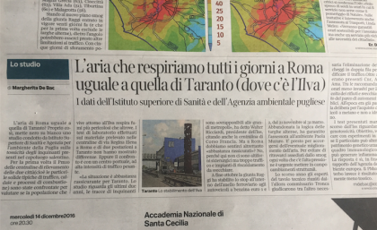 L’ aria che respiriamo tutti i giorni a Roma uguale a quella di Taranto (dove c’è l’ ILVA) item-thumbnail