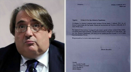 Ecco il il documento sull’accordo segreto tra Benedini, Treu e Napoletano al Sole24Ore Ecco il il documento sull’accordo segreto tra Benedini, Treu e Napoletano al Sole24Ore