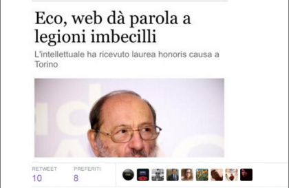 Superata in peggio la profezia di Umberto Eco sui social, al voto andrà un popolo geneticamente modificato Superata in peggio la profezia di Umberto Eco sui social, al voto andrà un popolo geneticamente modificato