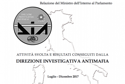 La relazione della DIA nel 2° semestre 2017 sulla provincia di Taranto La relazione della DIA nel 2° semestre 2017 sulla provincia di Taranto