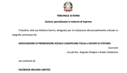 Il Tribunale ordina a Facebook “l’immediata riattivazione della pagina” di Casapound item-thumbnail