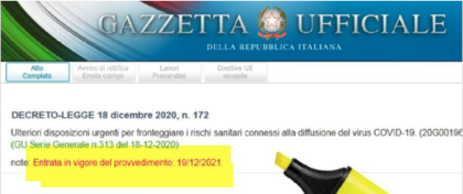 Incredibile: il Decreto di Natale pubblicato da Palazzo Chigi con la data sbagliata ! Incredibile: il Decreto di Natale pubblicato da Palazzo Chigi con la data sbagliata !