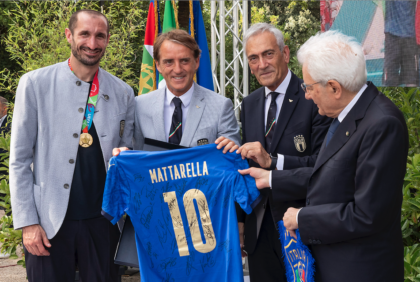 MATTARELLA HA CONFERITO ONORIFICENZE ALLO STAFF ED AI GIOCATORI DELLA NAZIONALE VINCITRICE DEGLI EUROPEI DI CALCIO item-thumbnail