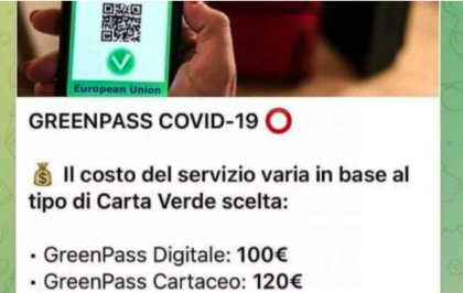 OPERAZIONE DELLA POLIZIA A CONTRASTO DEL COMMERCIO ONLINE DI FALSI GREEN PASS COVID-19 item-thumbnail